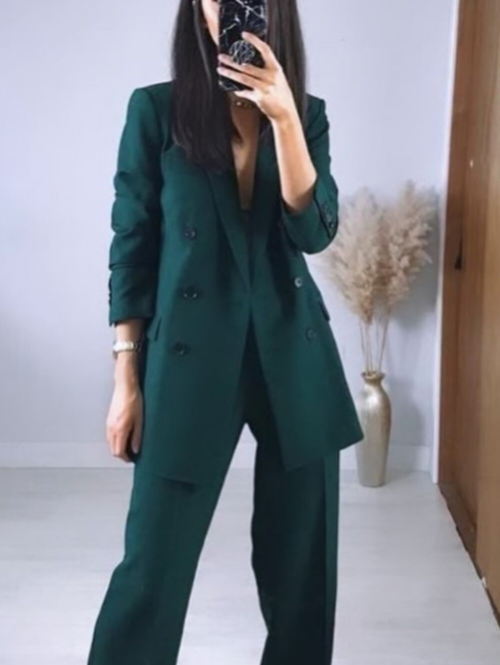 Zara Emerald Green Tailored Doubled Breasted Blazer Size XS